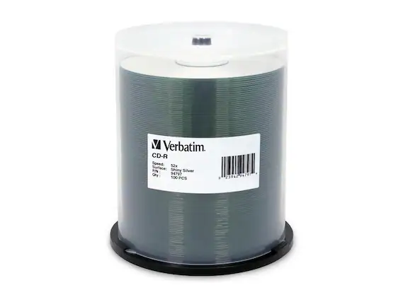 Verbatim
CD-R
Speed: 52x
Surface: Shiny Silver
P/N: 94797
Qty: 100 PCS
0 23942 94797 4