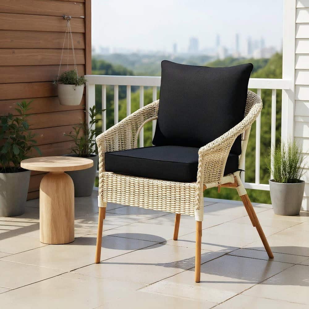 Kadyn - Patio Chair Cushions Outdoor Chair PadsDeep Seat Chair Cushion Pads Set with Rope Belts for Indoor and OutdoorBlack - Black