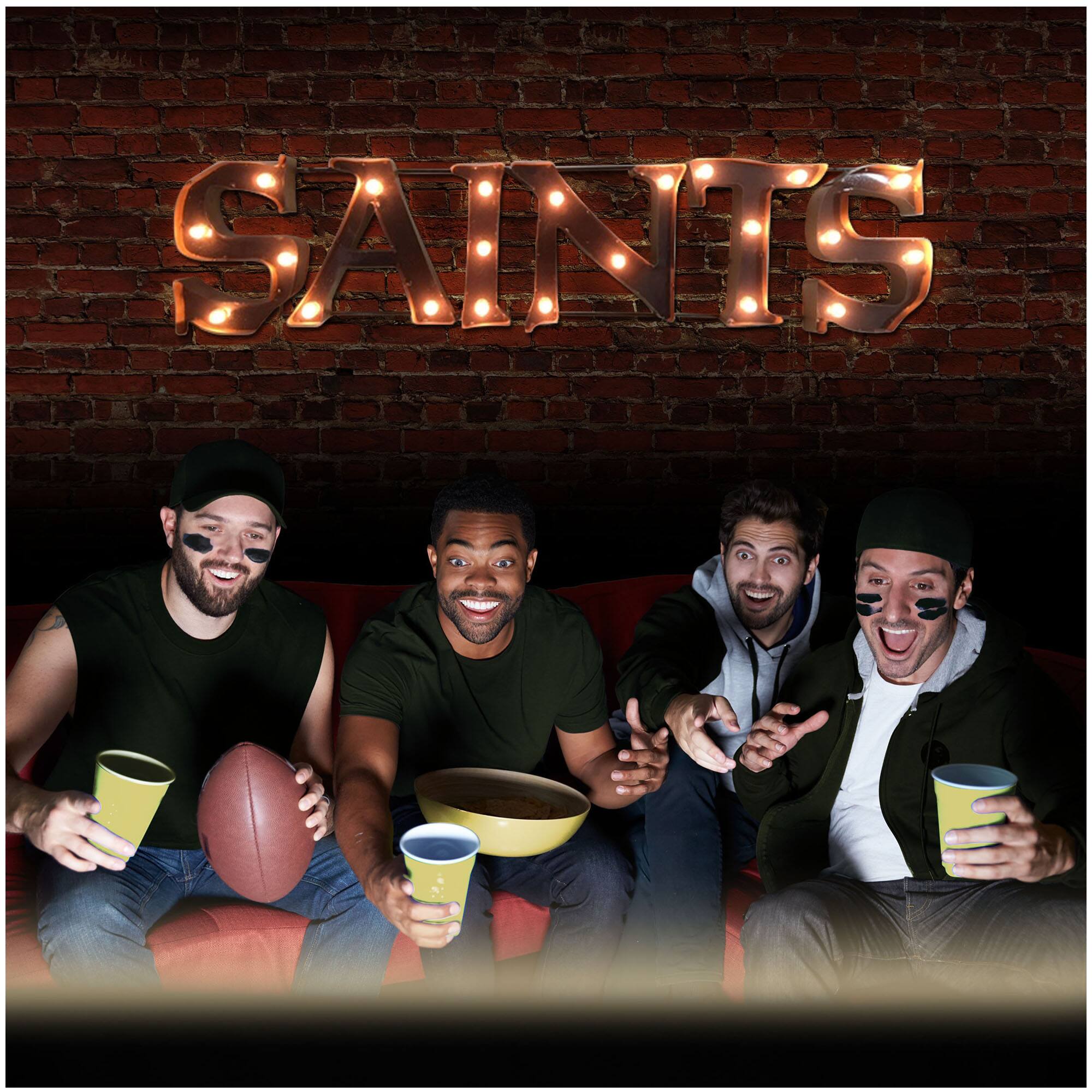 Alt View 1. Imperial - New Orleans Saints 10'' x 45.5'' Lighted Recycled Metal Sign - Multicolor.