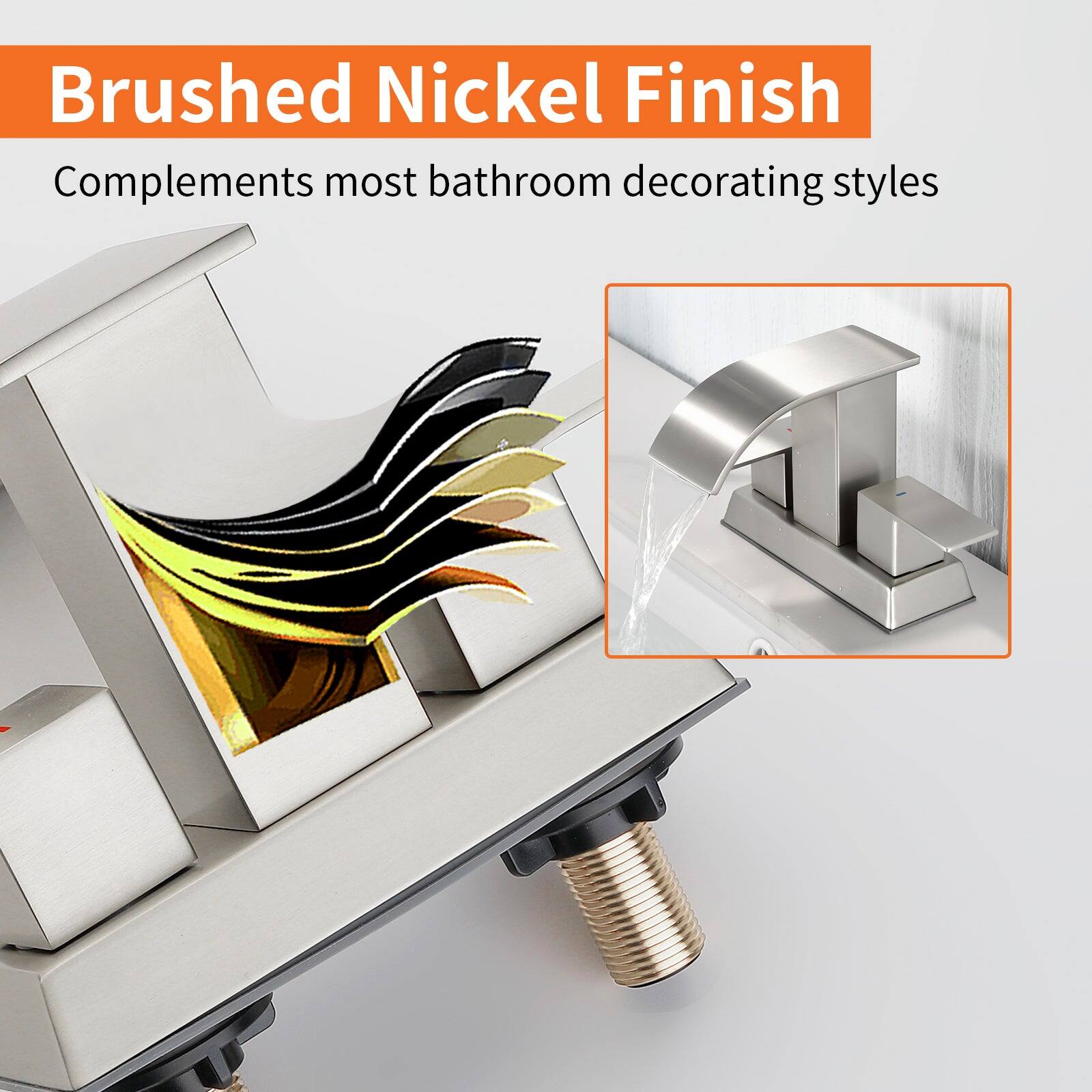 Brushed Nickel Finish  
Complements most bathroom decorating styles