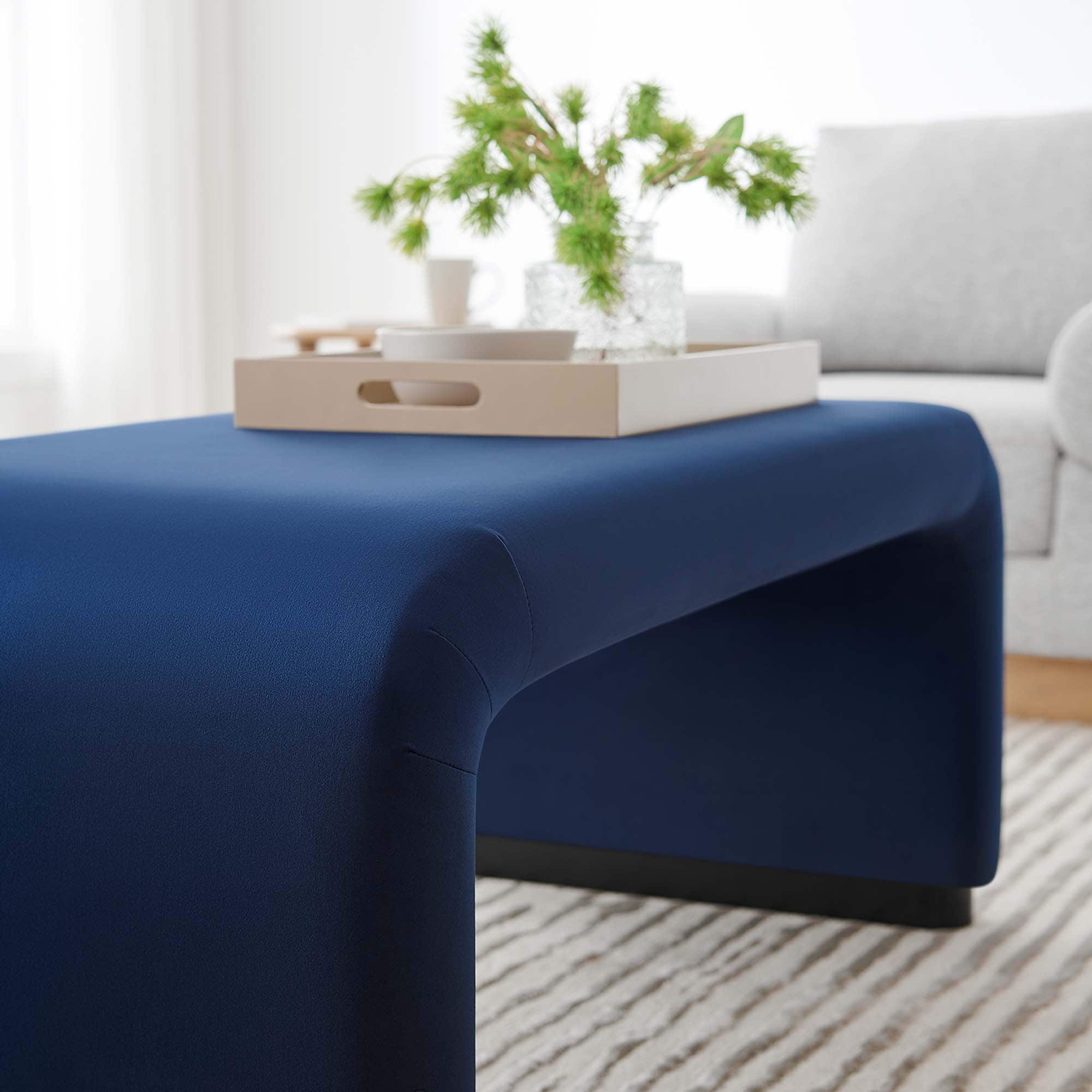 Alt View 1. Modway - Koda Performance Velvet Waterfall Ottoman by Modway - Black Midnight Blue.