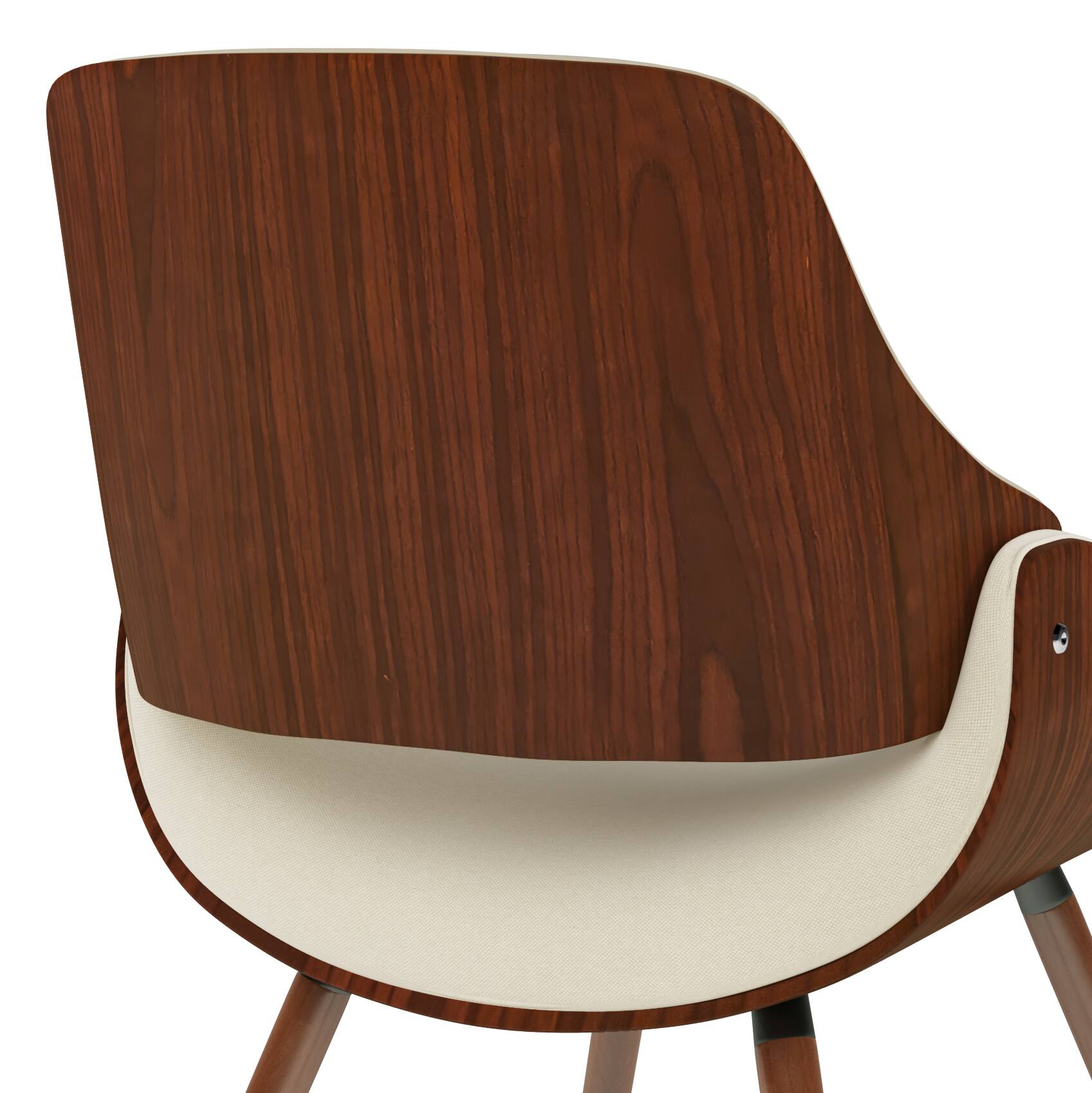 Alt View 13. Simpli Home - Malden Mid Century Modern Bentwood Dining Chair with Wood Back in Cream Faux Leather - Cream.