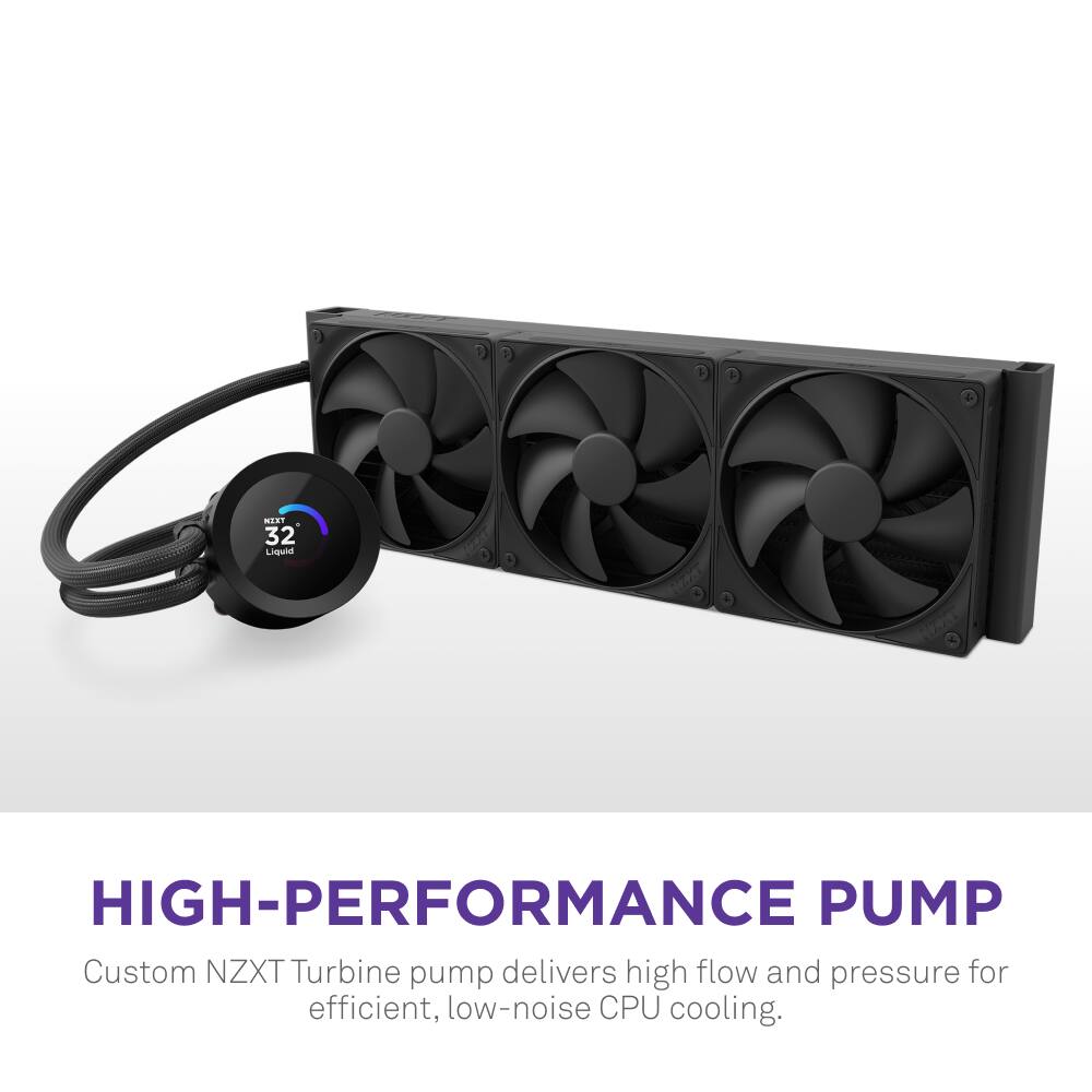 High-Performance Pump Custom NZXT Turbine pump delivers high flow and pressure for efficient, low-noise CPU cooling.