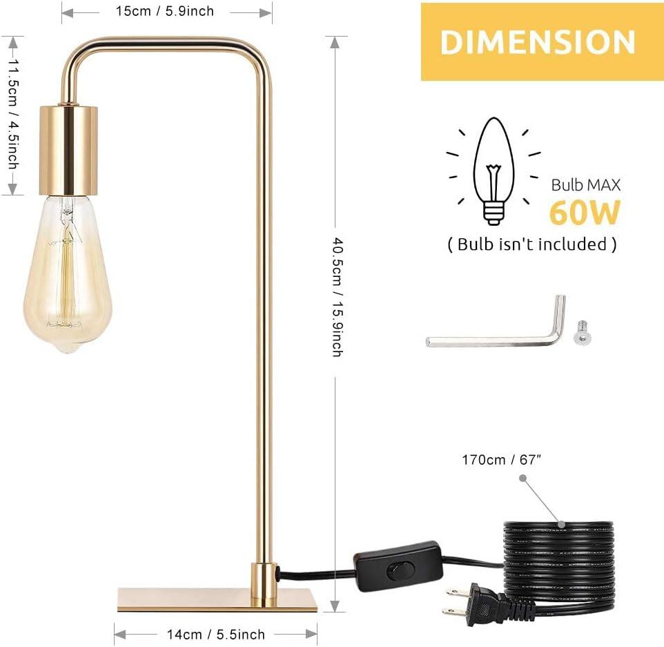 - 11.5cm / 4.5inch
- 15cm / 5.9inch
- 40.5cm / 15.9inch
- DIMENSION Bulb MAX 60W (Bulb isn't included)
- 170cm / 67"
- 14cm / 5.5inch