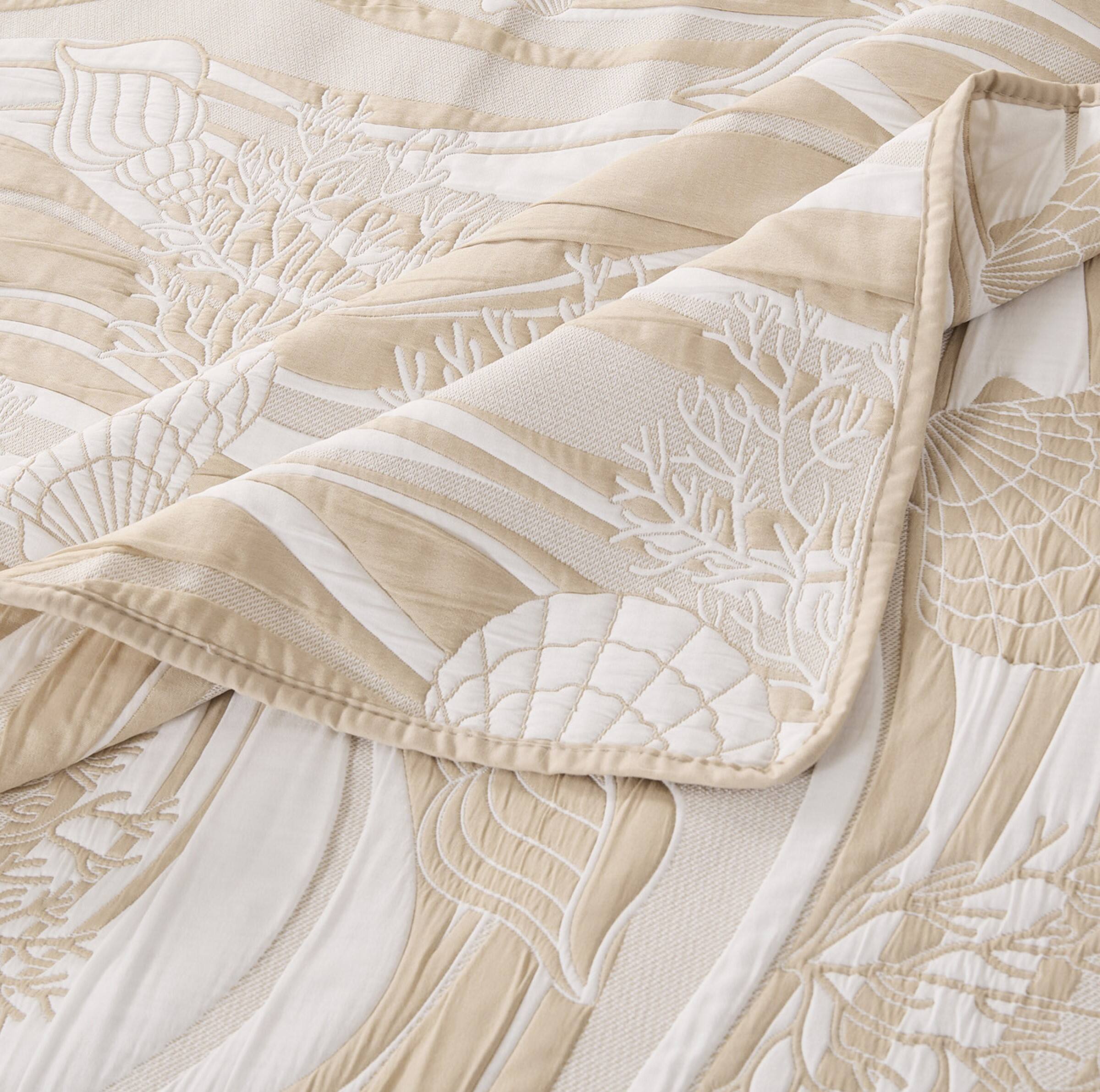 Left. BreeBe - Dover Natural Coverlet Set- 2 Piece Twin/XL - Natural.