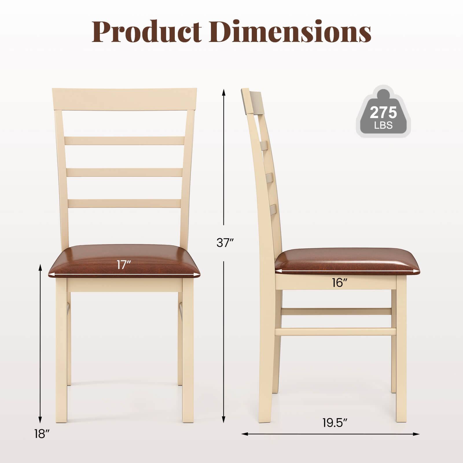 Product Dimensions: 275 LBS, 37" (height), 17" (width of seat), 16" (width of backrest), 18" (width of legs), 19.5" (length of legs).
