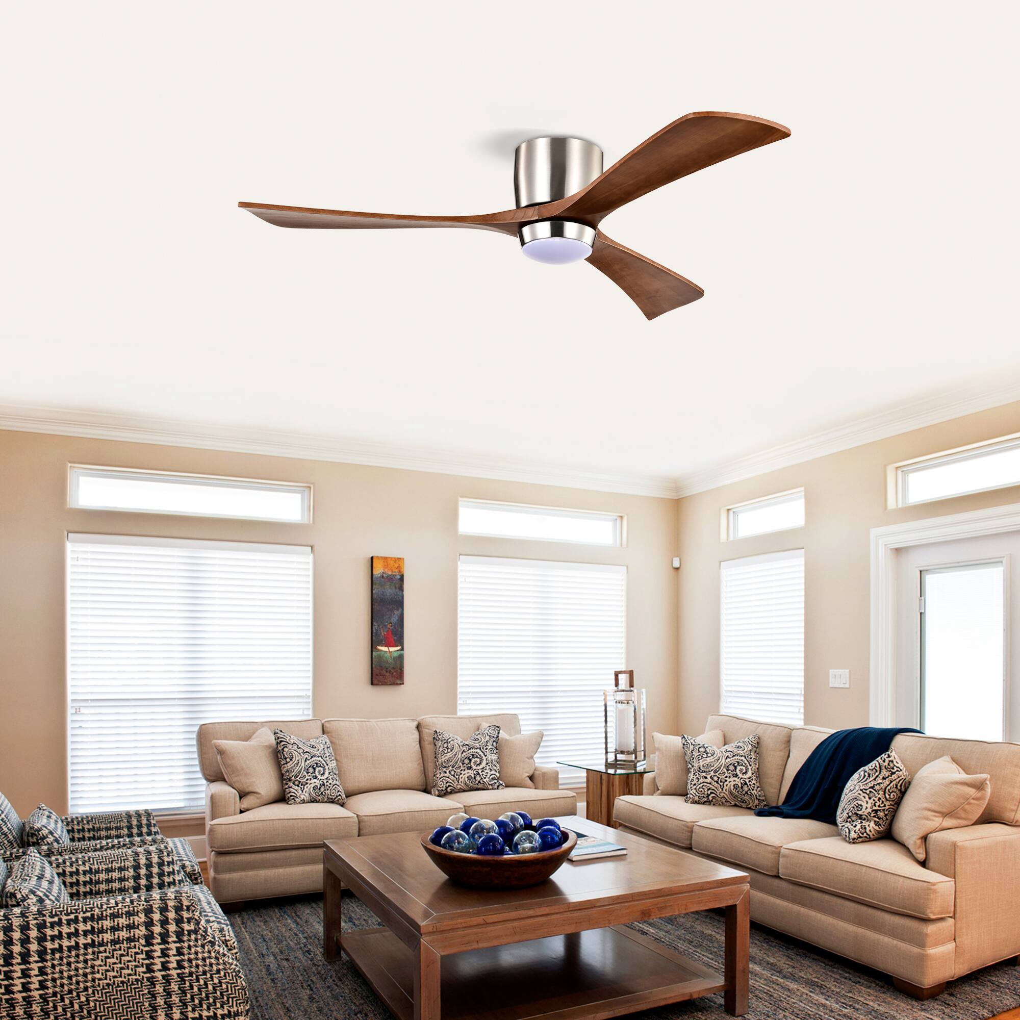 Left. APRILSOUL - 52 Inch Reversible DC Ceiling Fan Remote 70 Energy Saving Quiet - Nickel.