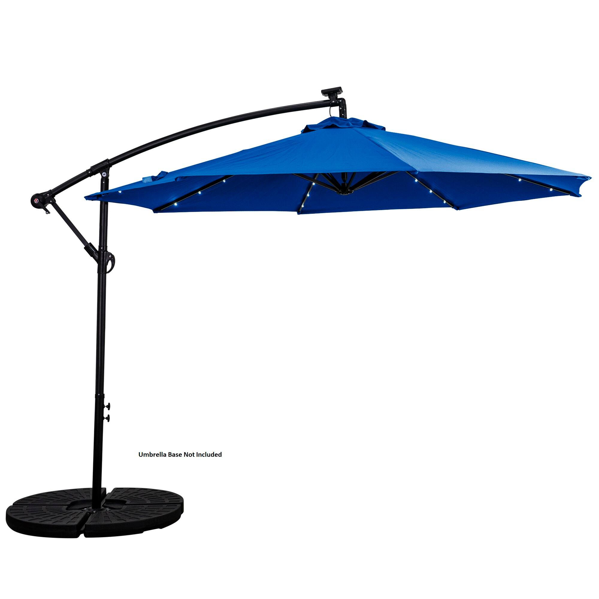 Front. Sun Ray - 10' Offset Aluminum Solar Umbrella - Royal Blue.
