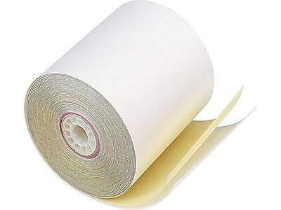 Front. PM Company - PM Company Perfection Carbonless Paper Rolls, 3" x 90', 50/Carton (07706) - White/Canary.