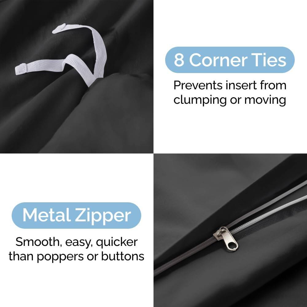 8 Corner Ties  
Prevents insert from clumping or moving  

Metal Zipper  
Smooth, easy, quicker than poppers or buttons
