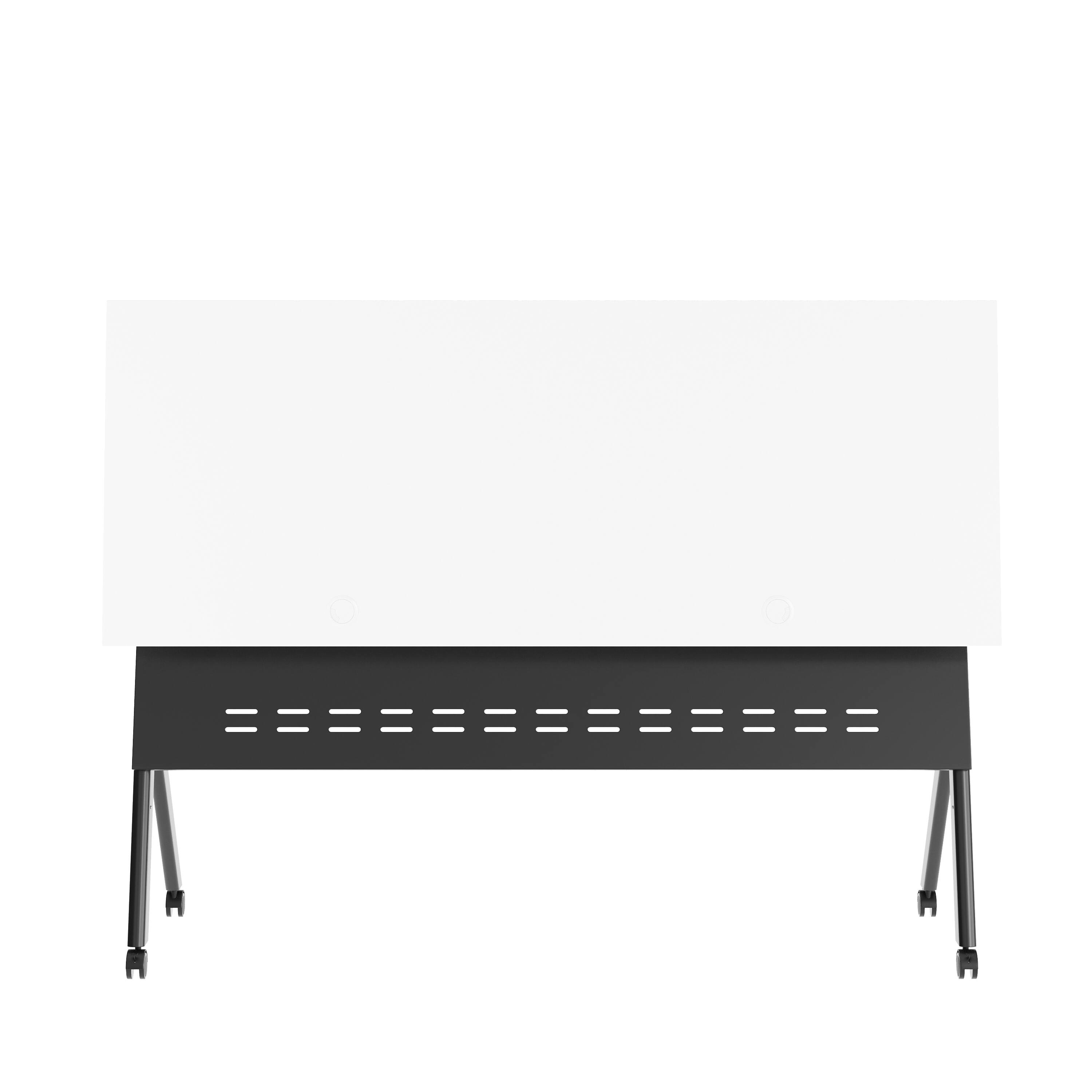 Alt View 9. Emma + Oliver - Griffin Heavy-Duty Flip Top Training Table with Nesting Design, Privacy Panel, Y-Legs, Tabletop, Metal Frame - White Top/Black Frame.