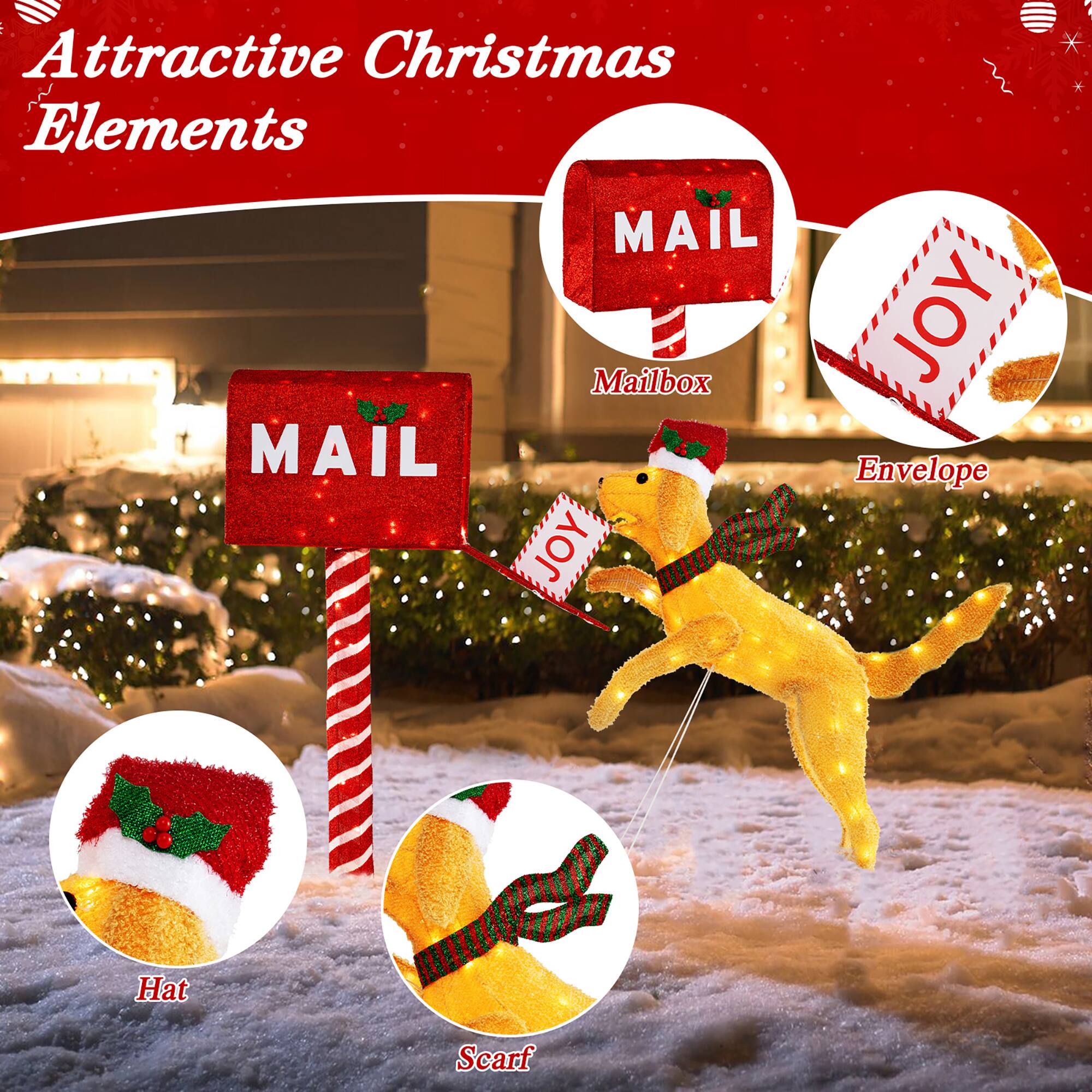 Attractive Christmas Elements

- MAIL (Mailbox)
- JOY (Envelope)
- Hat
- Scarf