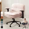 Front. Dowinx - Criss Cross Chair with Adjustable Flip-up Arms and Wheels, Comfort Ergonomic Office Desk Armchair with 3 Layer Cushions - Pink.