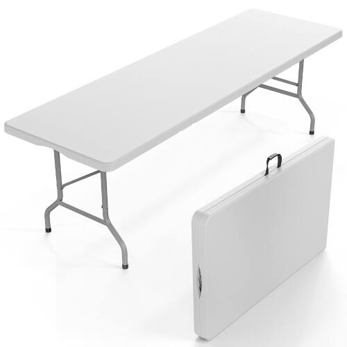 Front. Winado - 8FT Plastic Folding Table Portable Long Rectangular Table with Carrying Handle for Indoor Outdoor Camping Picnic Garden - White.