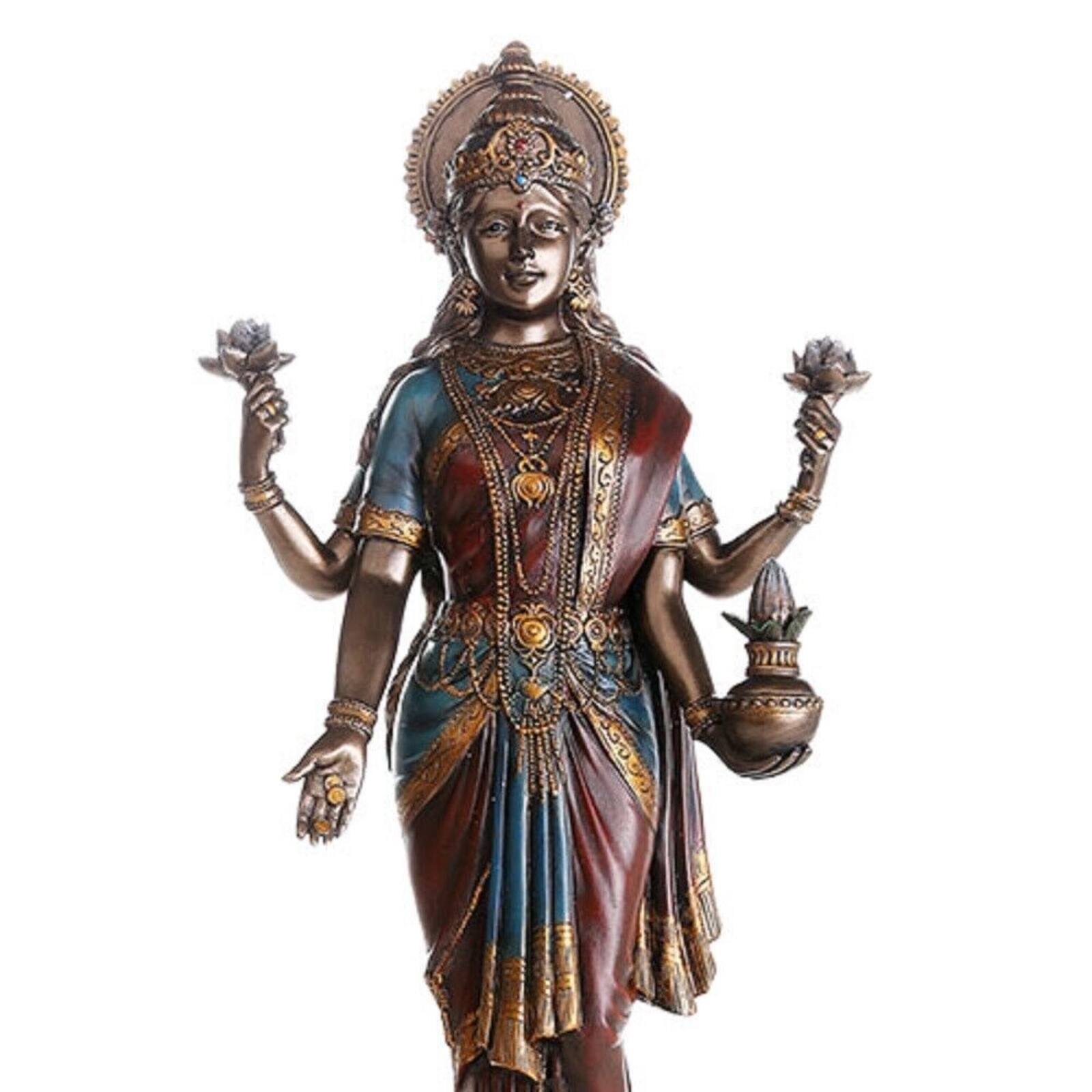 Angle. Pacific Trading - Large Hindu Goddess Lakshmi Statue Home Decoration 19.75 inch - Bronze.