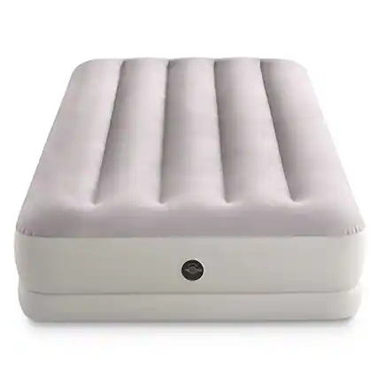 Front. Intex - Dura-Beam Prestige Air Mattress - Twin - 12" Height, Quickfill USB Air Pump Included, Airbed, 300lb Cap - White.