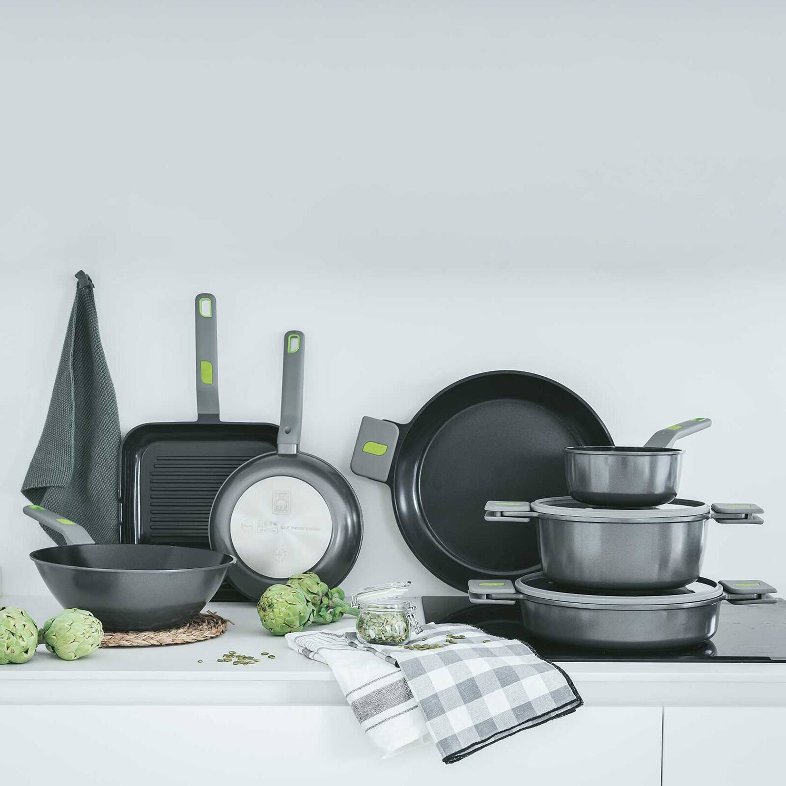 Alt View 2. BRA Cookware - Life Ceramic Nonstick Wok, 11-Inch, 6.6-Quart Recycled Aluminum Stir-Fry Skillet - Black.