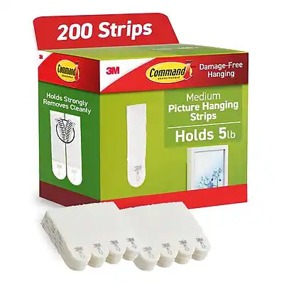 200 Strips
Command
3M
Damage-Free Hanging
Holds Strongly
Removes Cleanly
Medium Picture Hanging Strips
Holds 5lb