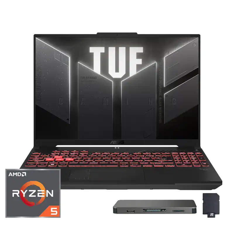 ASUS - TUF Gaming A16 16" Laptop,Ryzen 7 7445HS,NVIDIA GeForce RTX 4050,16GB DDR5,1TB SSD+1TB Dock Set,Win 11 - Gray
