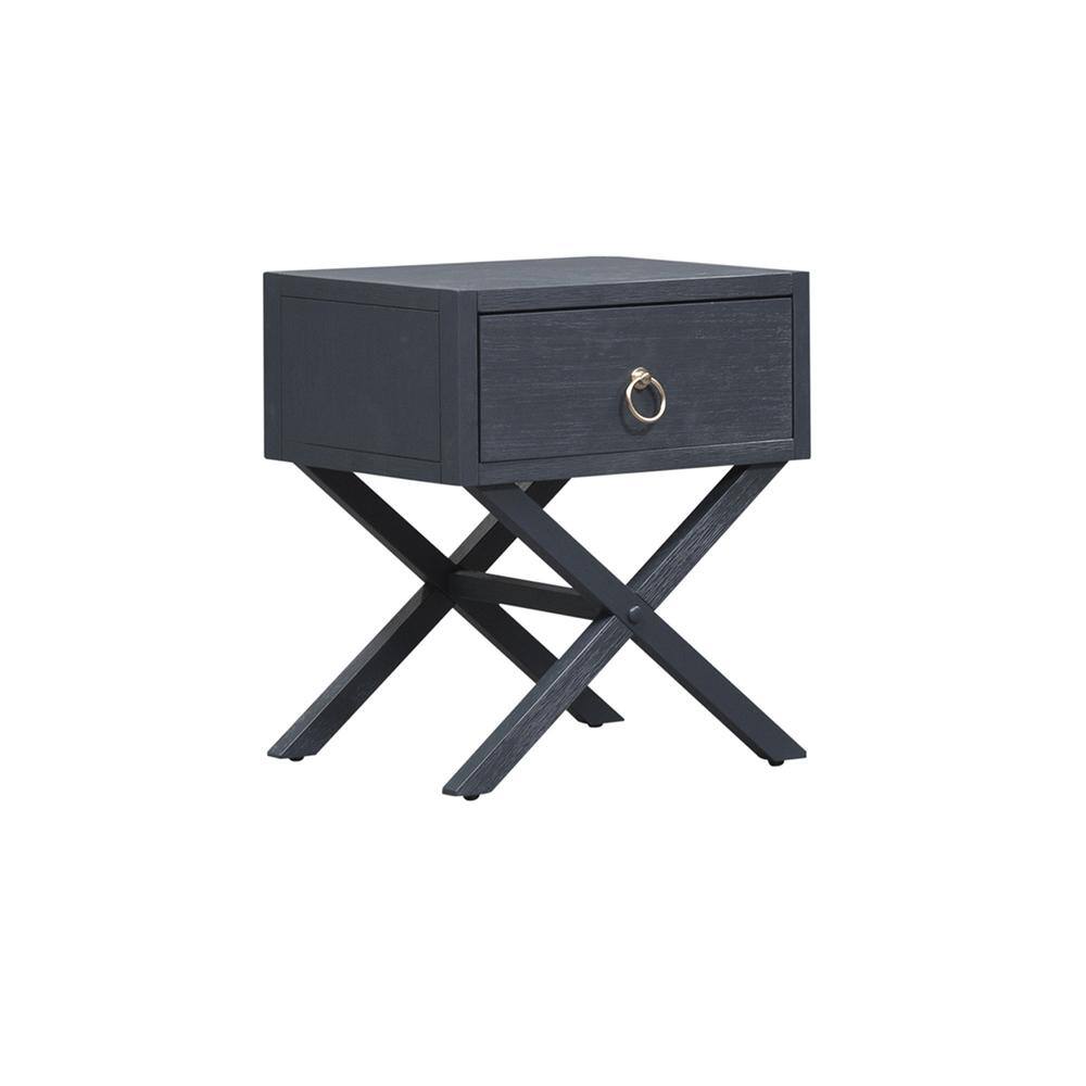 Alt View 2. Liberty Furniture Industries - East End 1 Drawer Accent Table in Wirebrushed Denim - Blue.