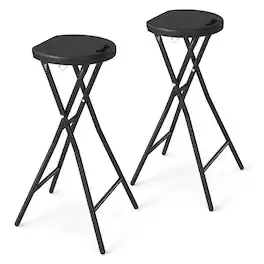 Gymax - 2PCS Folding Bar Stool Counter Height Backless Bar Chair w/HDPE Seat for Island - Black