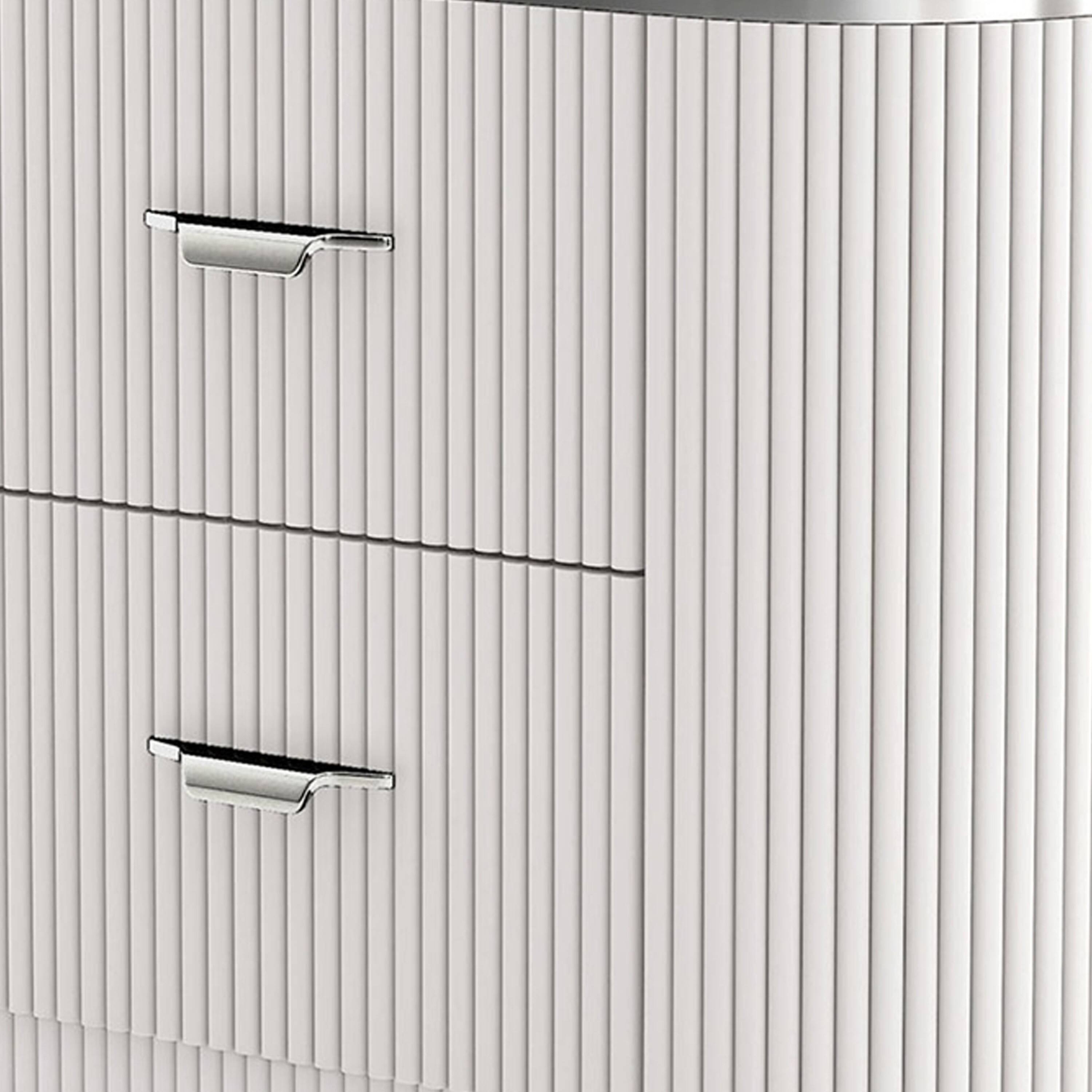 Alt View 1. Manhattan Lane - Alda Nightstand w 2 Drawers, Black Stone Top - Silver.