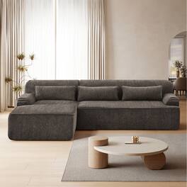Anysun - No Assembly Mnimalist Luxurious Chenille Tufted Design L-Shape Sectional Sofa, Left-Facing - Brown