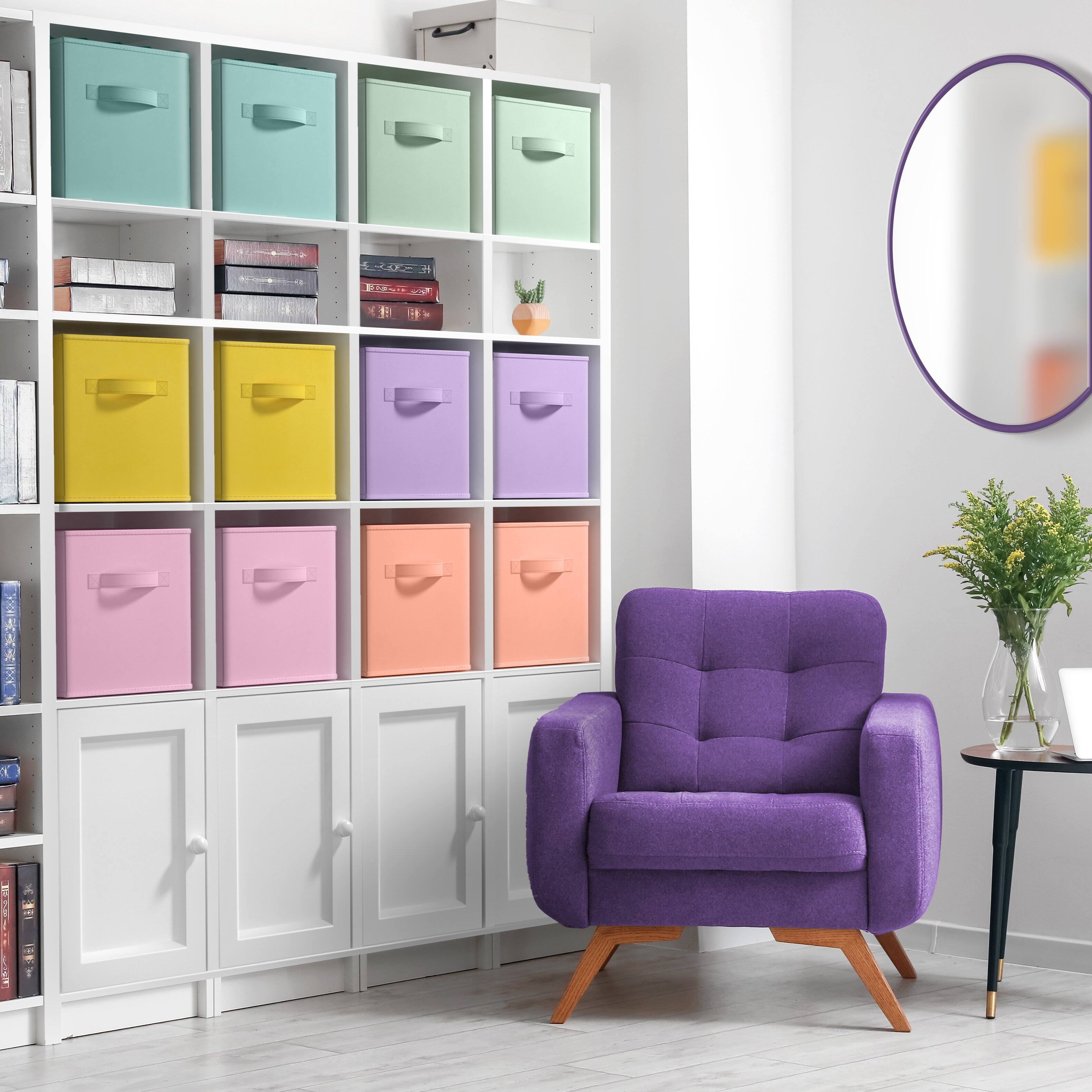 Alt View 1. Sorbus - Sorbus 13 Inch Storage Bins, Sturdy Collapsible Fabric Storage Cubes with Handle - 12 Foldable Basket Organizer - Multi Pastel.