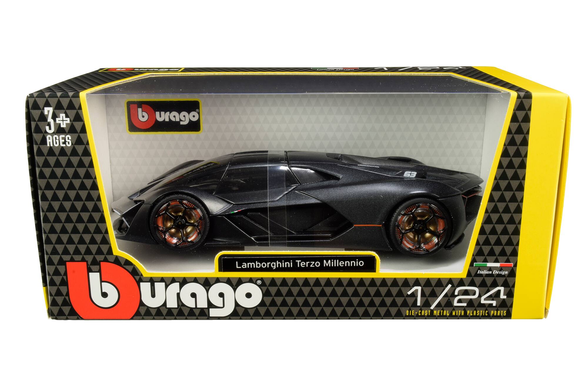 3+ AGES b urago 63 WE Lamborghini Terzo Millennio Italian Design . burago b 1/24 DIE-CAST METAL WITH PLASTIC PARTS