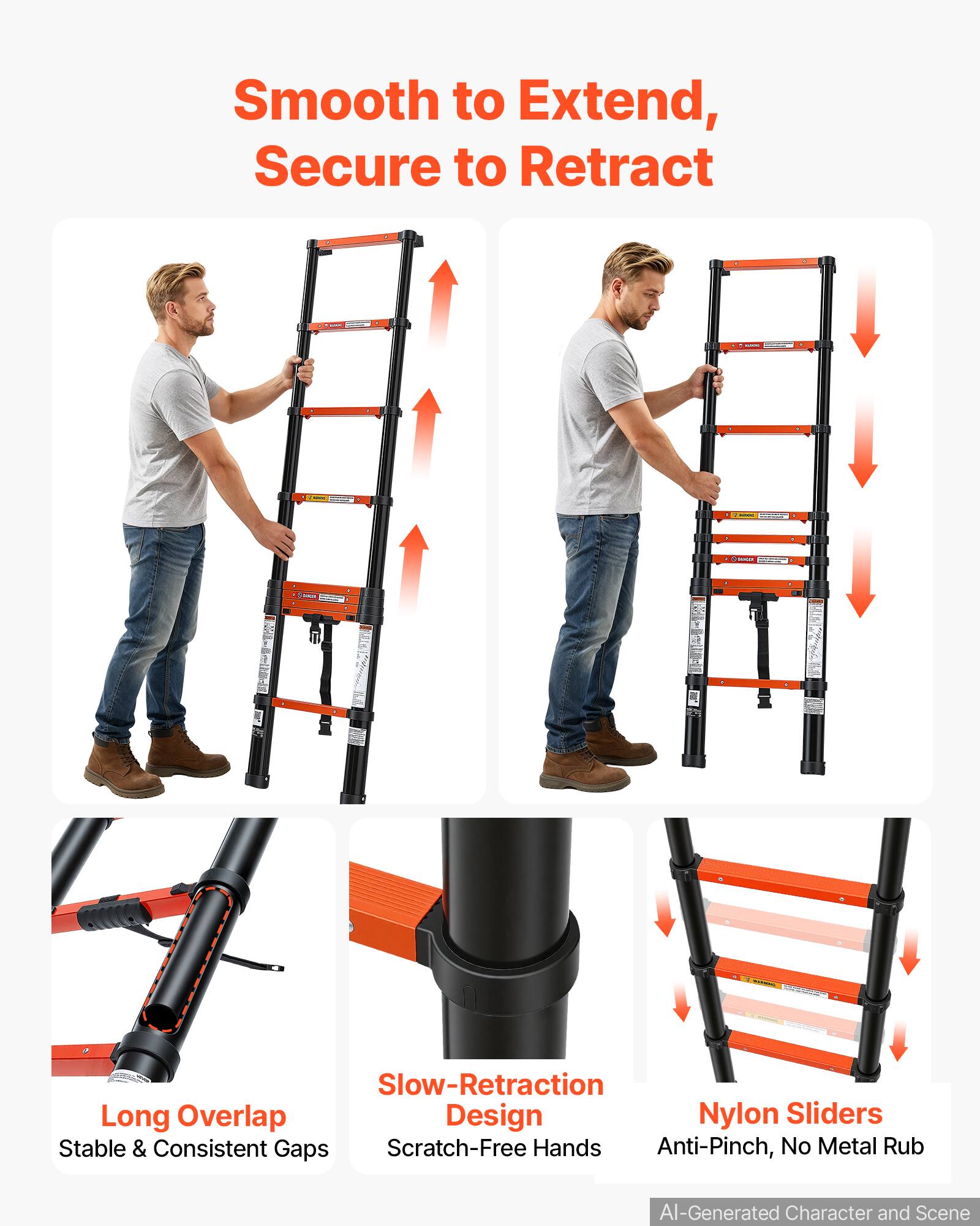 Smooth to Extend, Secure to Retract

- 1
Stock
4
Slow-Retraction Long Overlap Design Nylon Sliders Stable & Consistent Gaps Scratch-Free Hands Anti-Pinch, No Metal Rub

AI-Generated Character and Scene