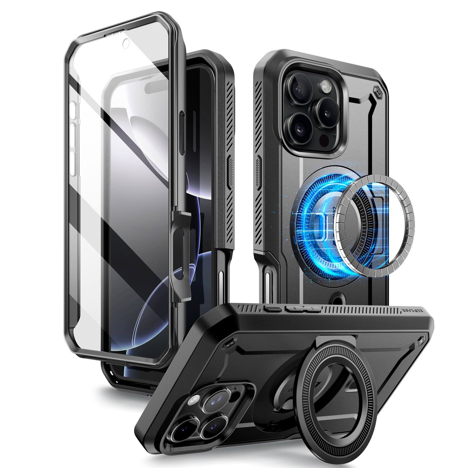 Left. SUPCASE - iPhone 16 Pro Max 6.9 inch Unicorn Beetle PRO MAG Rugged MagSafe Case-Gun Metal - Gun Metal.