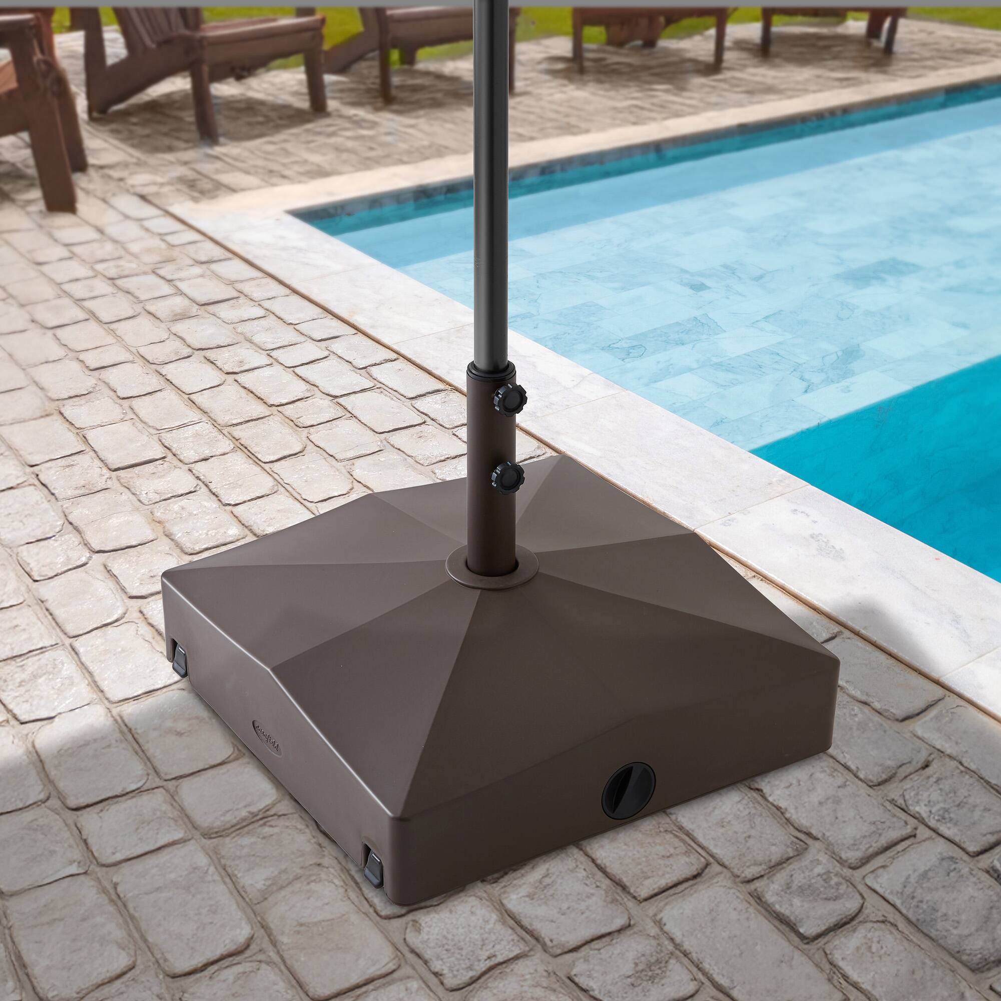 Alt View 1. Casafield - Fillable Mobile Umbrella Base Stand w/ Wheels for Patio - Lawn - Deck - Brown.