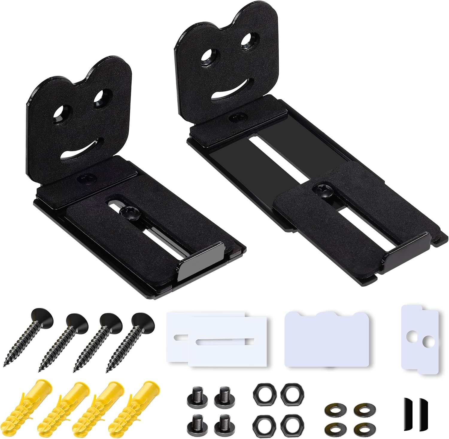 Front. Schertz - Adjustable Dual Soundbar Wall Brackets, Fits Most Brands, Holds 55 lbs - Black.