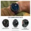 The image features a Garmin watch with a blue face and orange accents. The watch is prominently displayed on a person's wrist, showcasing its features and design. The watch is advertised as a smartwatch that allows users to stay connected on the go, thanks to its Garmin Connect app and smart notifications. Additionally, the watch offers contactless payments through Garmin Pay, making it a convenient and versatile device for daily use.