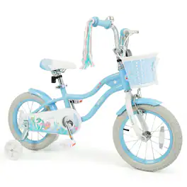 Costway - 14" Kids Bike Toddler Bicycle with Training Wheels Hand & Coaster Brakes Handlebar - Blue