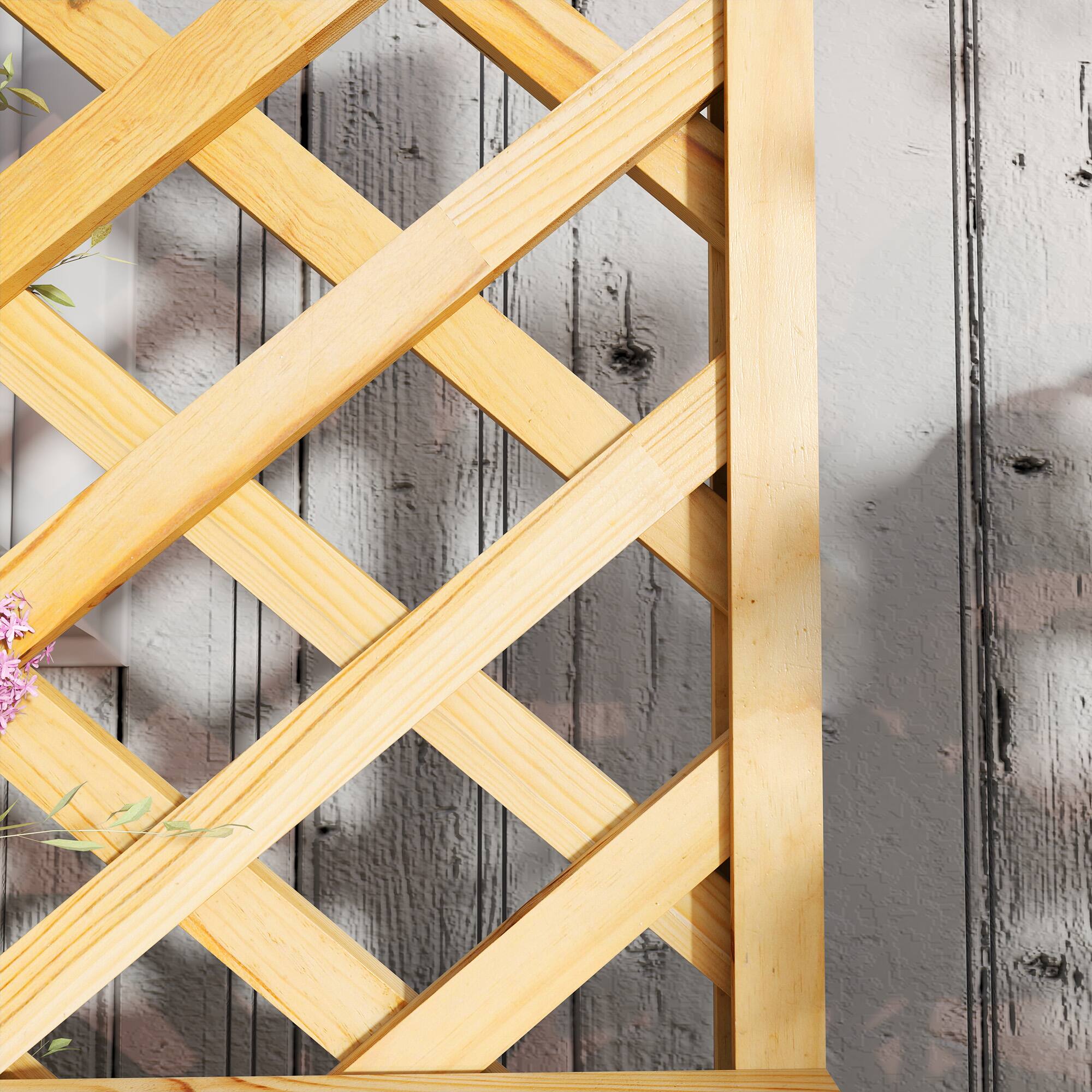 Alt View 8. Outsunny - Wooden Planter with Trellis, Raised Garden Bed with Hanging Roof, Plant Shelf, 30" x 13" x 70" - Natural Wood.