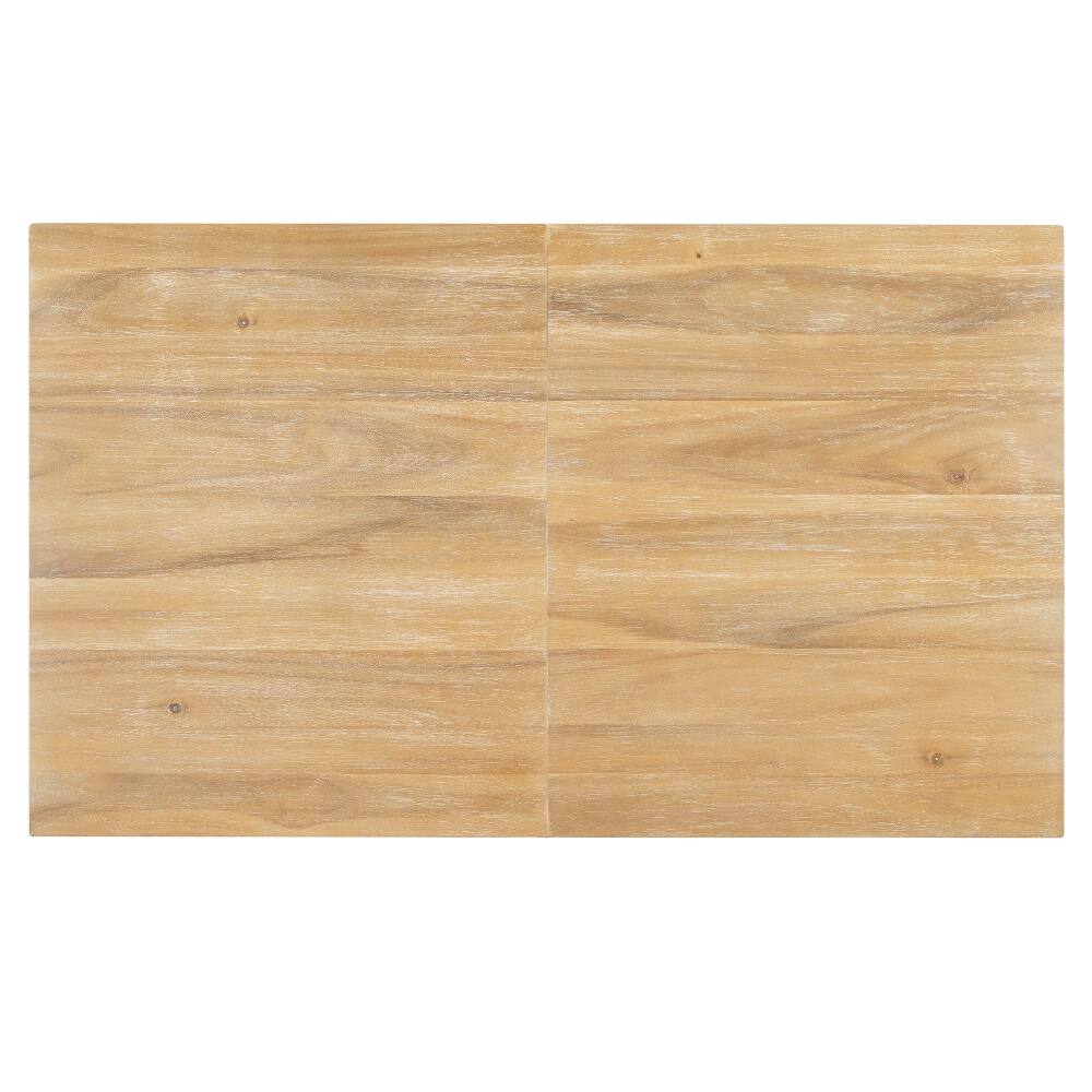 Left. Loheer - Loheer 7-Piece Farmhouse Dining Table Set Extendable Wooden Dining Set with Leaf 6 Upholstered Chairs Natural Wood Wash - Natural Wood Wash.