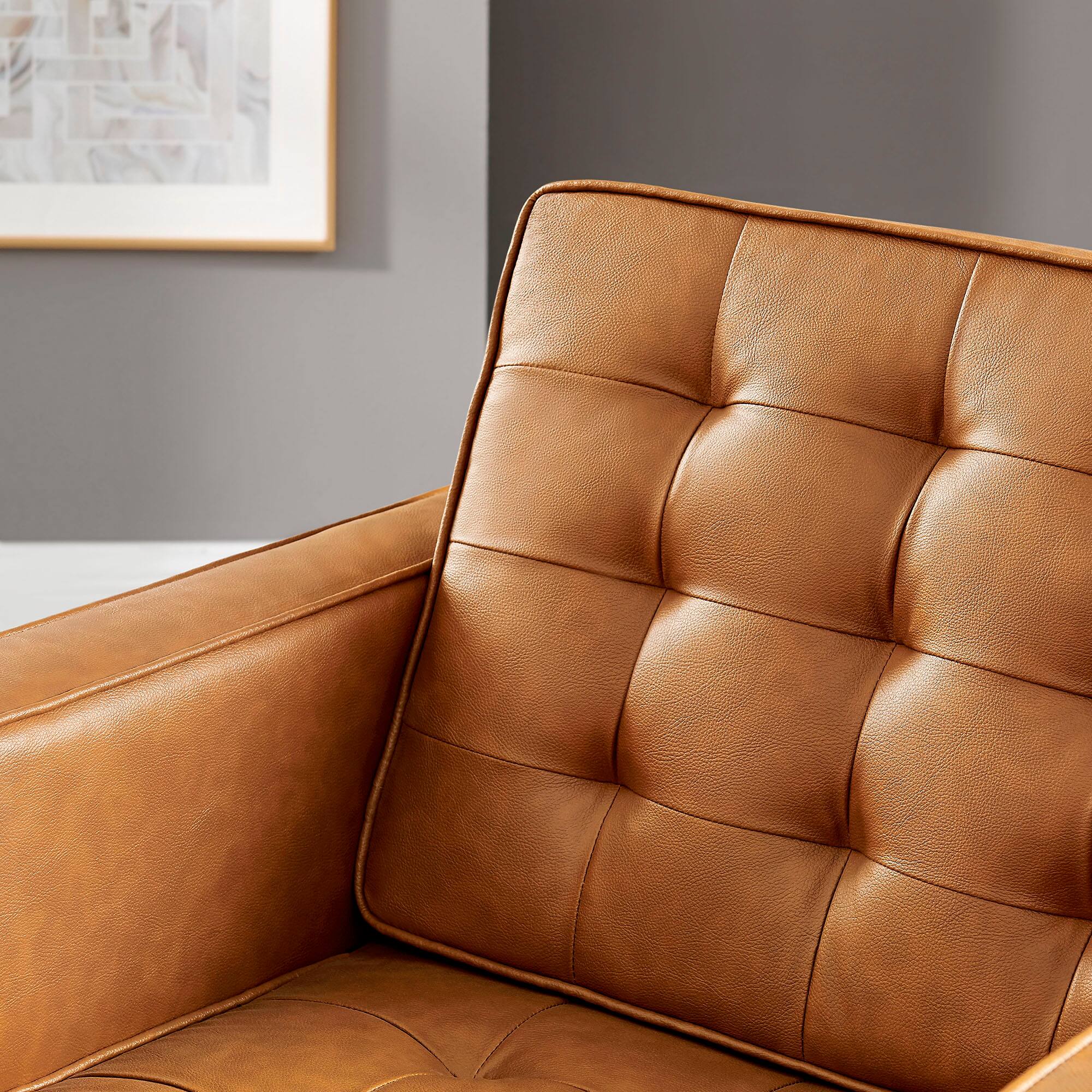 Alt View 4. Modway - Loft Tufted Vegan Leather Armchair by Modway - Brown.