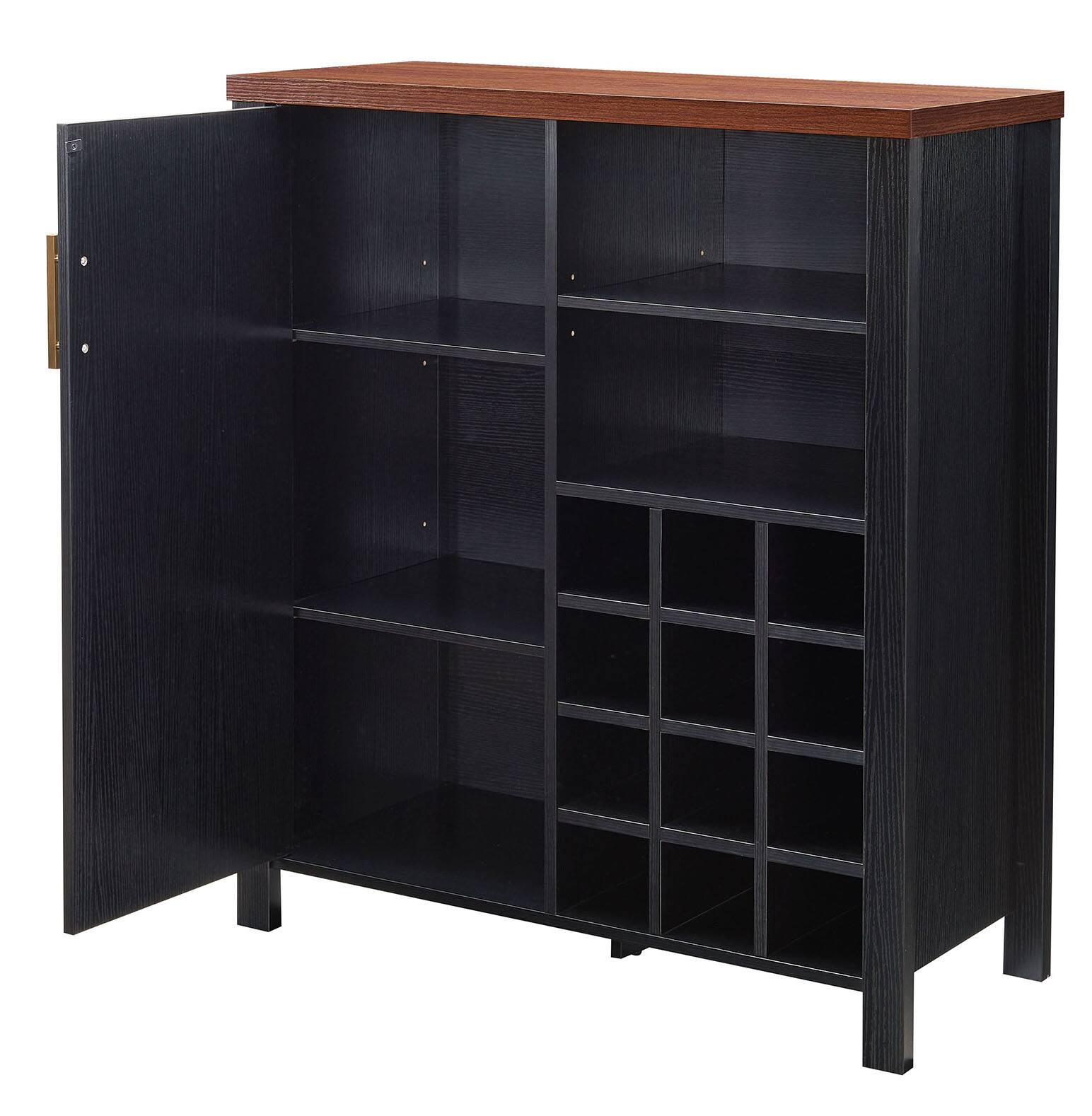 Angle. Kings Brand Furniture - Kings Brand Furniture Sideboard Buffet Wine Liquor Bar Cabinet for Kitchen, Living Room, Dining Room - Black.