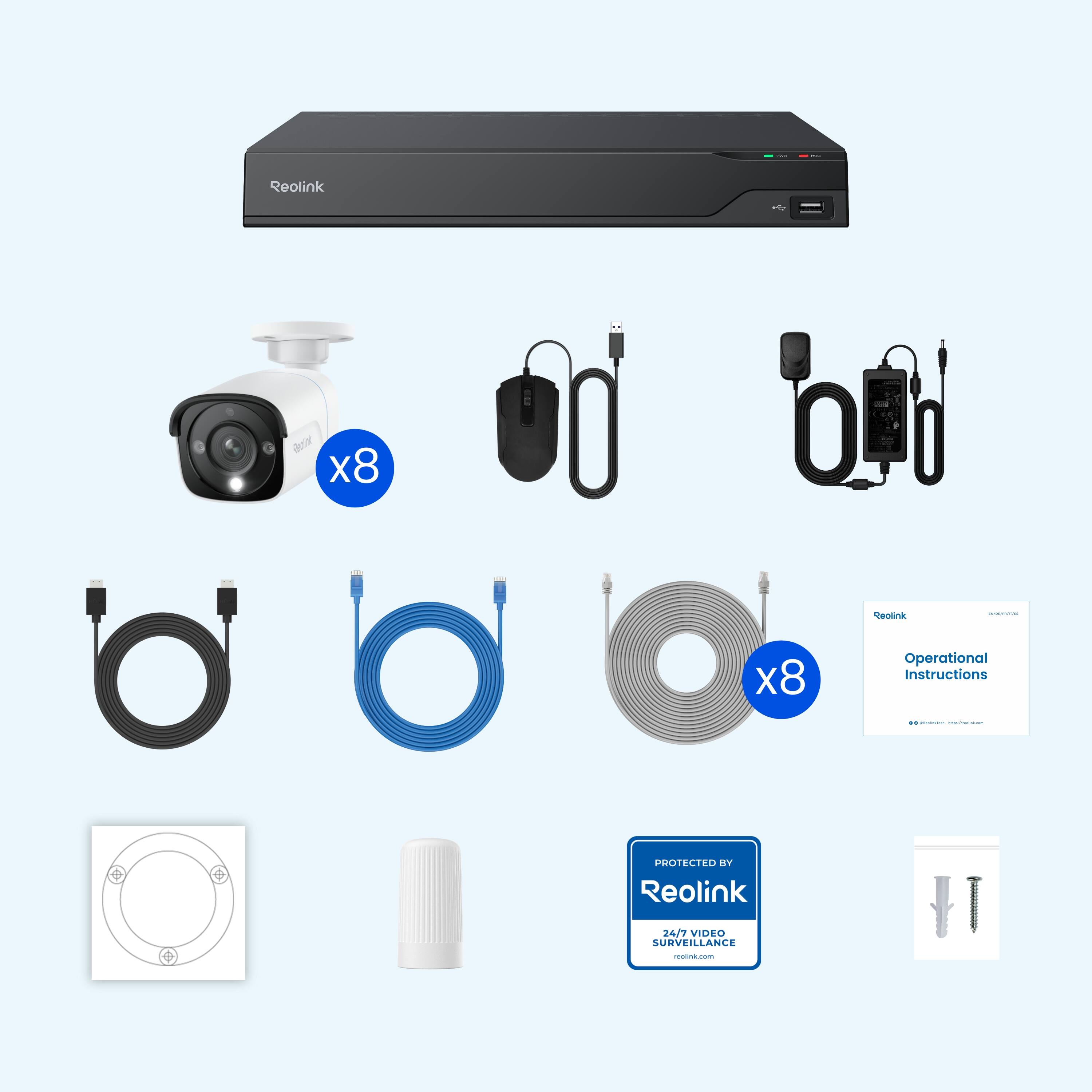 Reolink Oeer x8 Snemsina | x8 Operational Instructions +. | | D PROTECTED BY Reolink 24/7 VIDEO SURVEILLANCE
