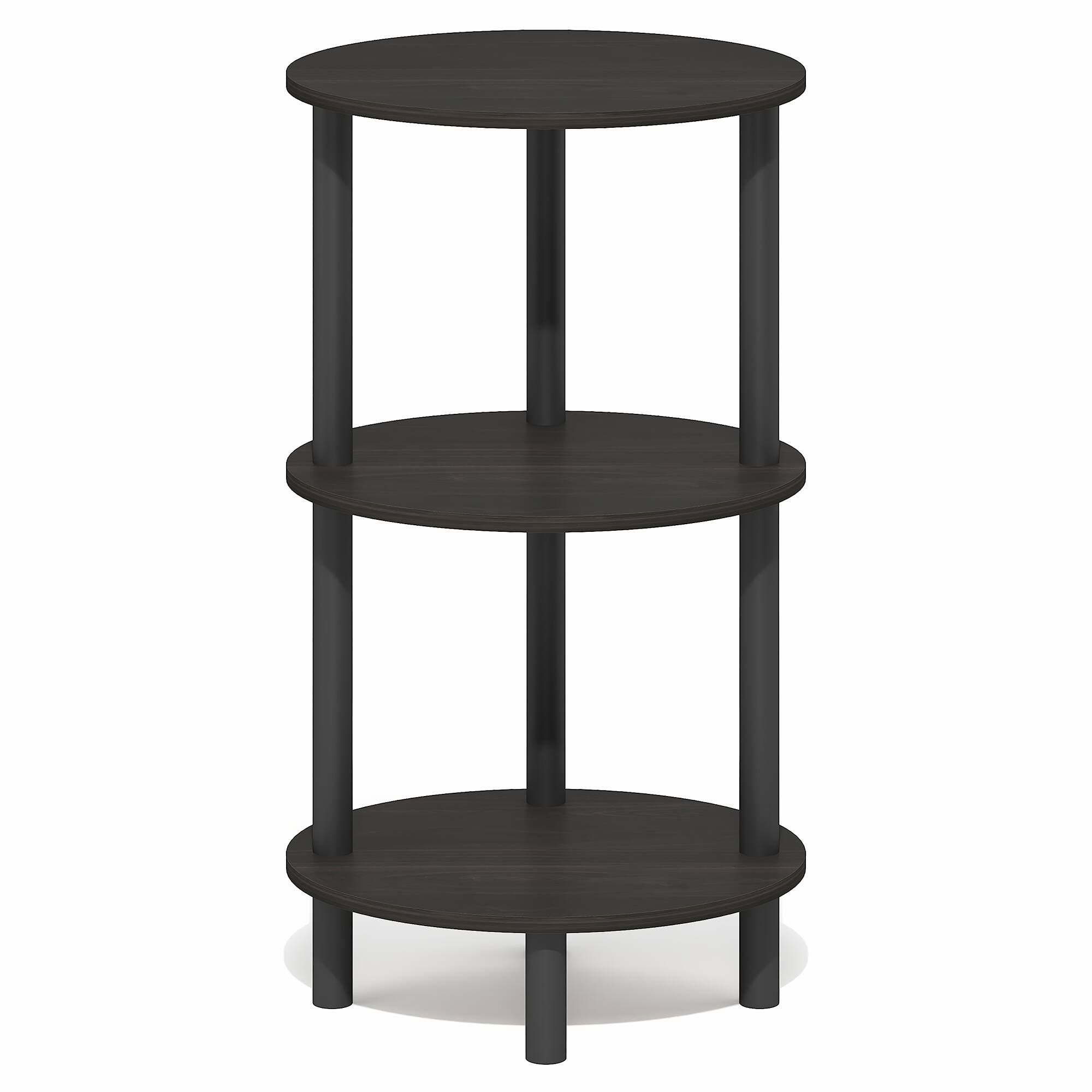 Alt View 6. Furinno - TURN-N-TUBE 3-Tier Oval Night Stand, Toolless Assembly Narrow Nightstand, Modern Side Table, End Table - Espresso/Black.