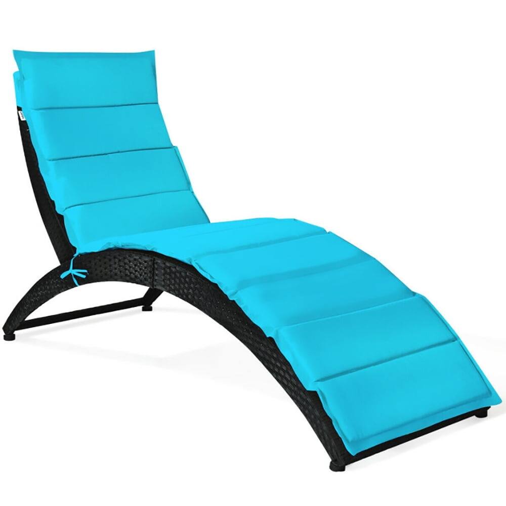 Alt View 1. Kadyn - Outdoor Chaise Lounge Chair, Patio Rattan Lounge Chair Back Adjustable Chaise Recliner - Blue.