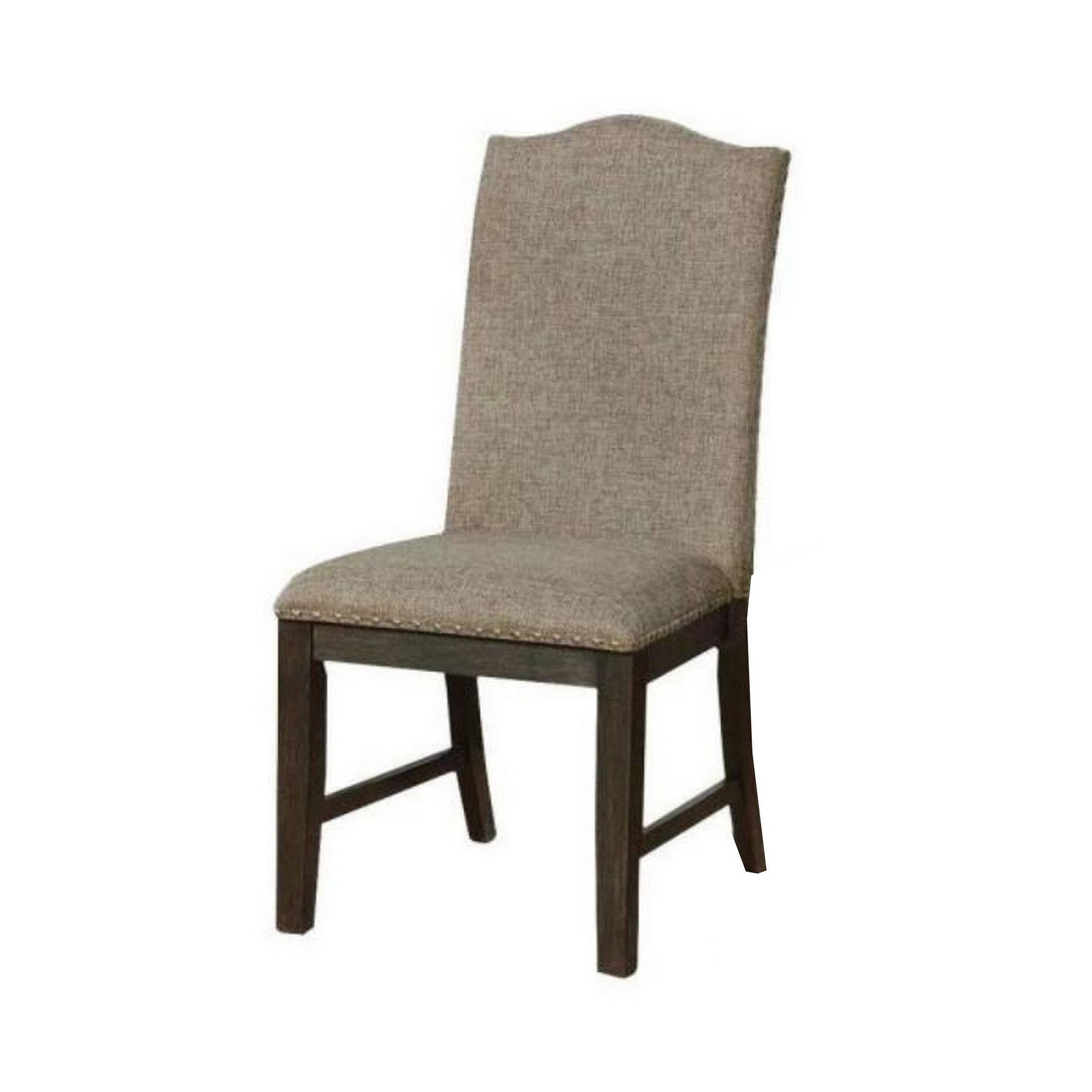 Alt View 3. Manhattan Lane - 20 Inch Dining Chair, Set of 2, Gray Fabric,Nailhead Trim - Brown, Gray.