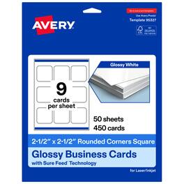 Avery - 2-1/2" x 2-1/2" Rounded Corner Cards, Glossy 450ct - White