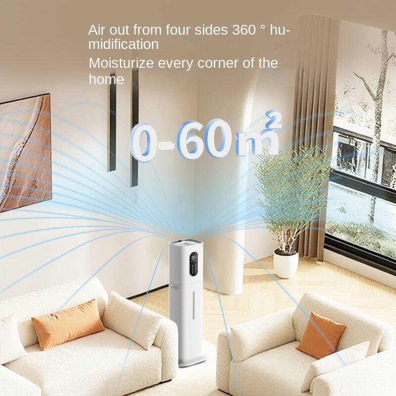 Air out from four sides 360° humidification  
Moisturize every corner of the home  
0-60m²