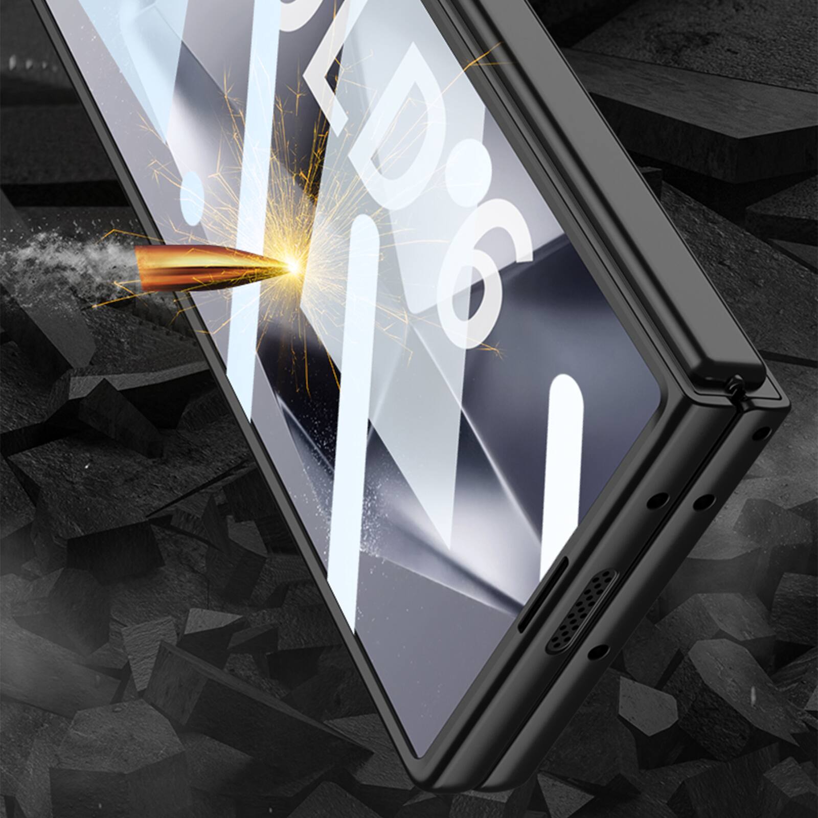 Back. Dteck - Ultra Slim Case For Samsung Galaxy Z Fold 7 Built-in Screen Protector Shock-Absorbent Hard PC Cover - Silver.