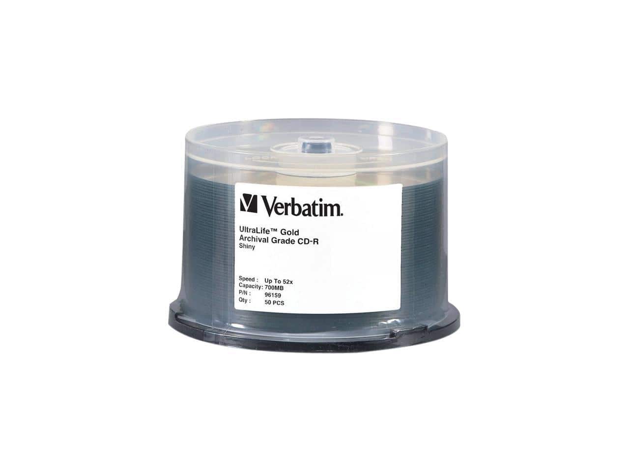 Verbatim - 700MB 52X CD-R 50 Packs Spindle UltraLife Archival Grade Disc Model 96159 - Gold