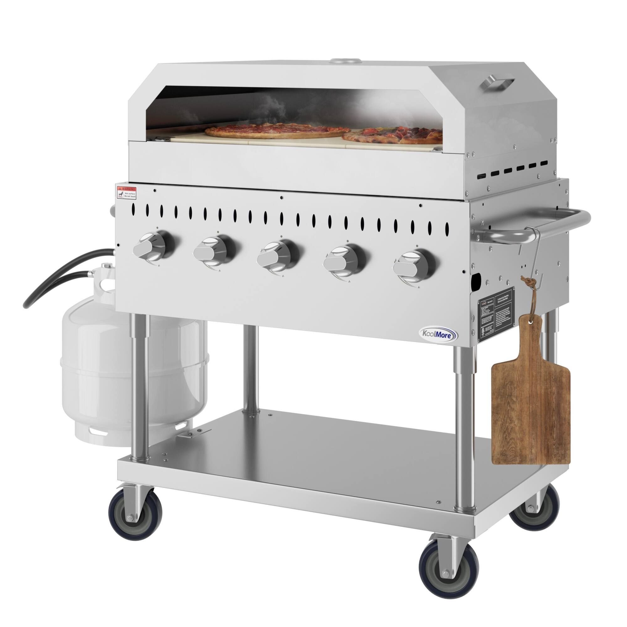 Angle. Koolmore - 36 in. Commercial Outdoor Propane Grill With Pizza Oven in Stainless-Steel (CGKIT3-36P) - Stainless Steel.