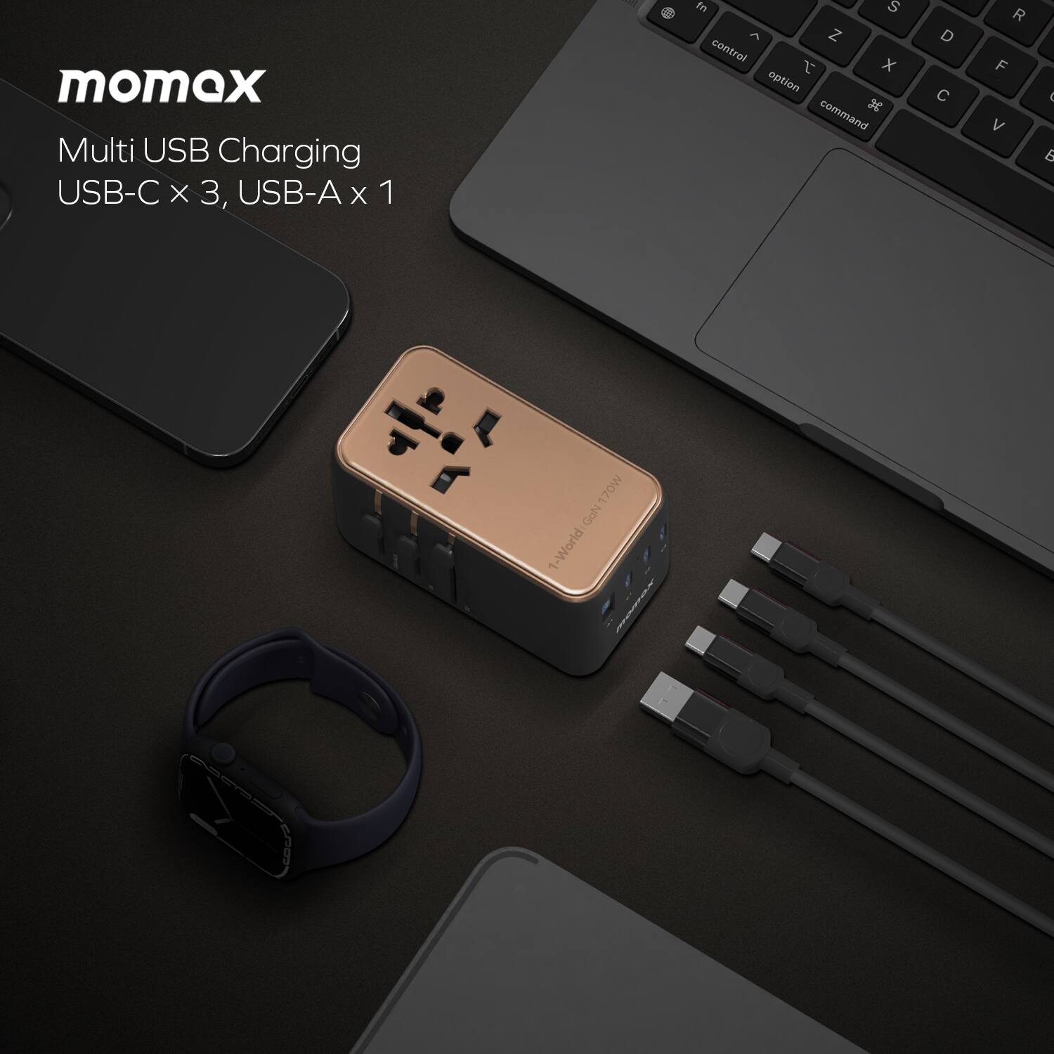 momax Multi USB Charging USB-C x 3, USB-A x 1