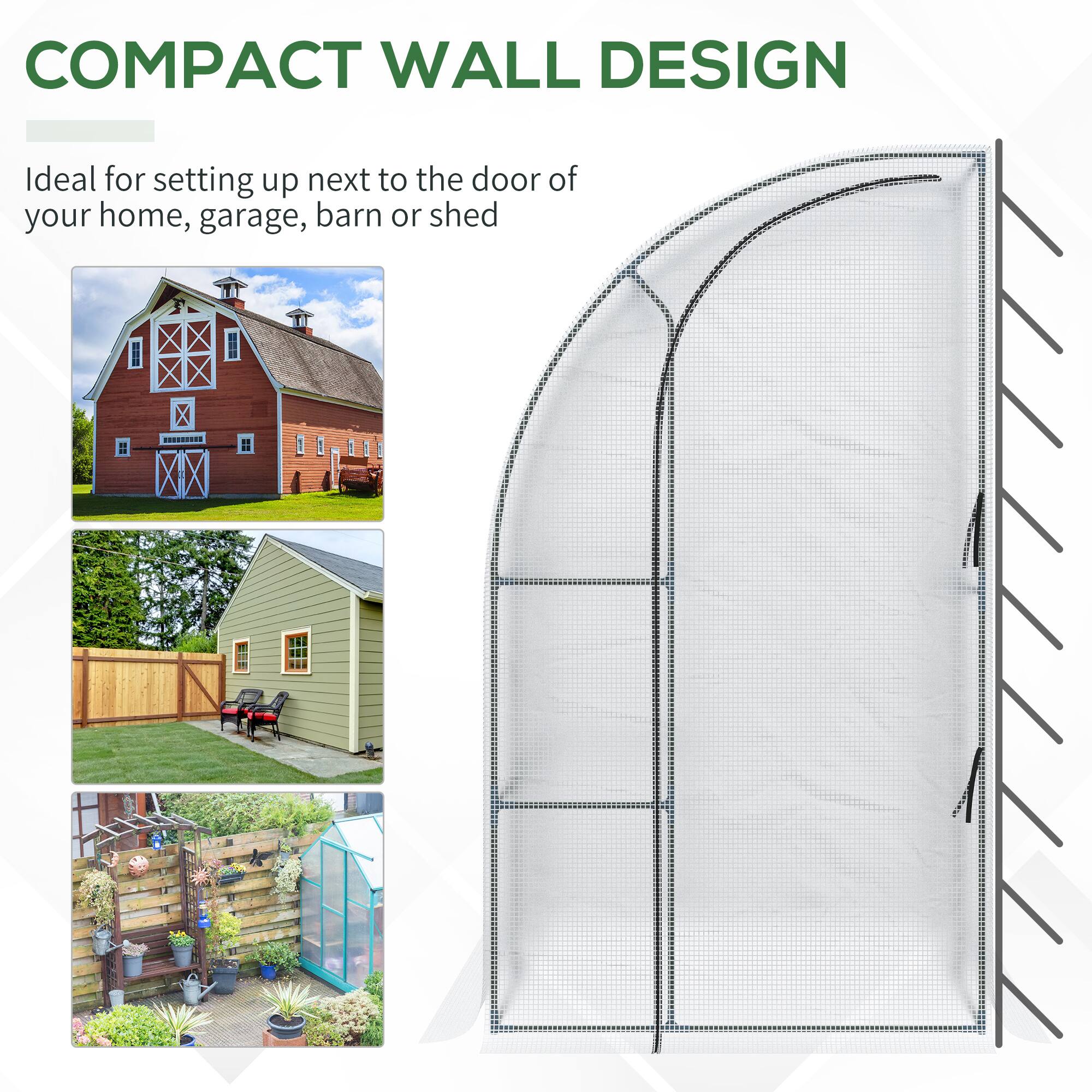 COMPACT WALL DESIGN
Ideal for setting up next to the door of your home, garage, barn or shed